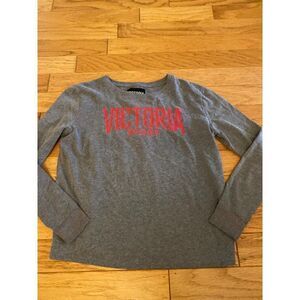 Victoria Sport, women's grey cotton blend long sleeve crew neck sweater sz small